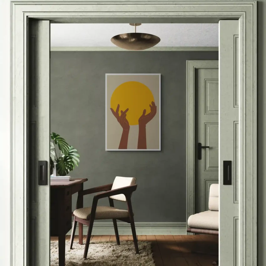 Golden sun with hand
