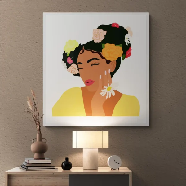 Blossoming Joy – Vibrant Bohemian Portrait Wall Art