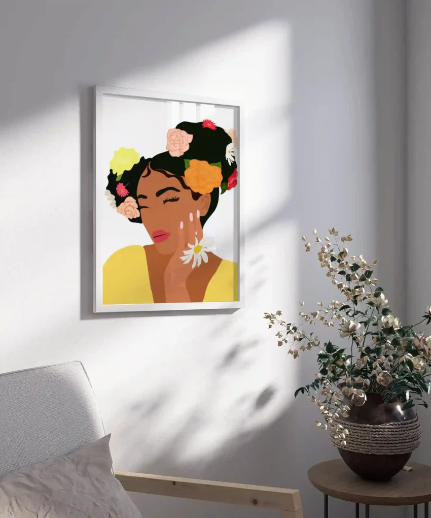 Blossoming Joy – Vibrant Bohemian Portrait Wall Art