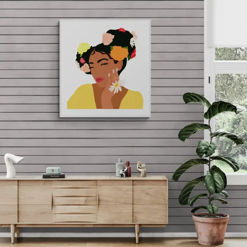 Blossoming Joy – Vibrant Bohemian Portrait Wall Art