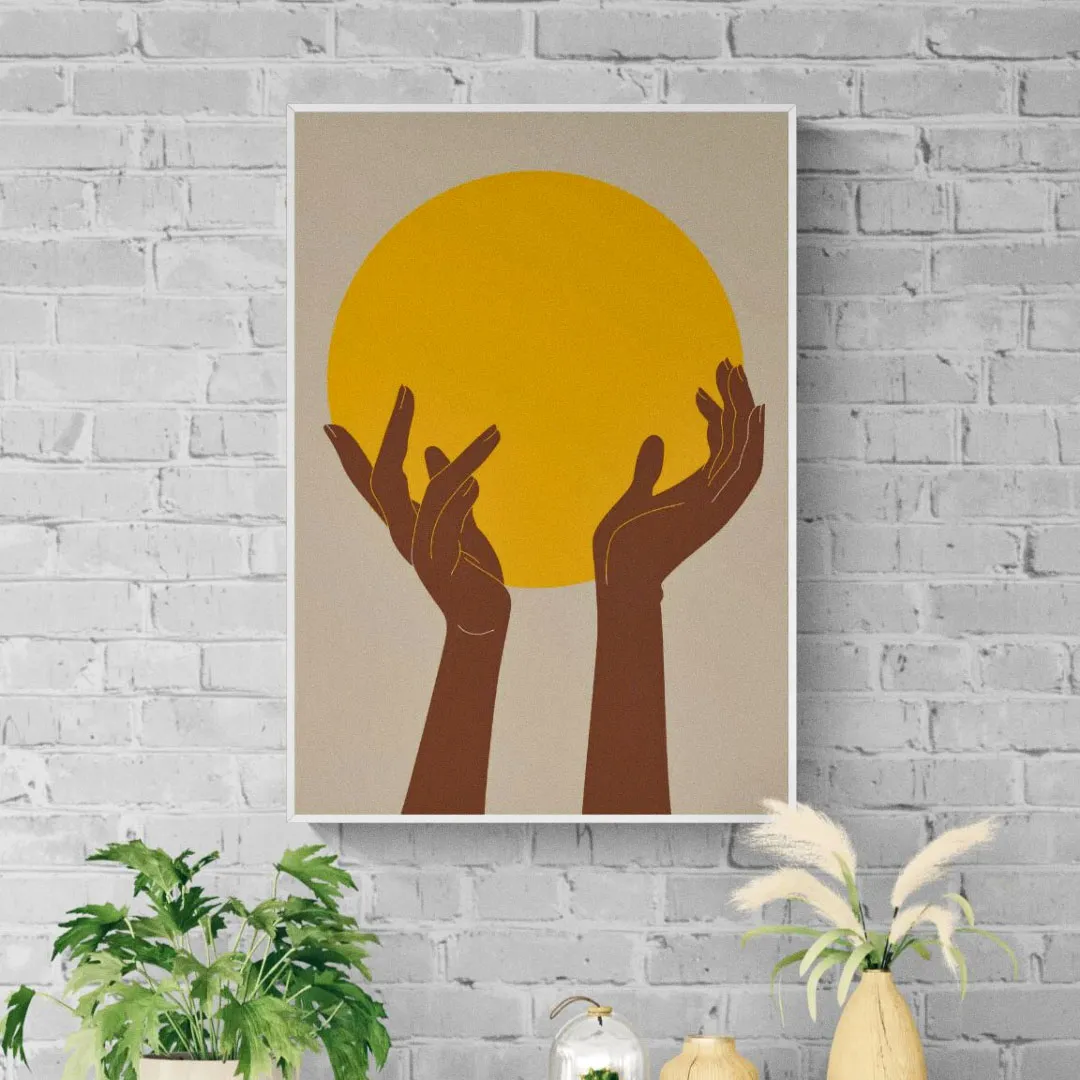 Golden sun with hand