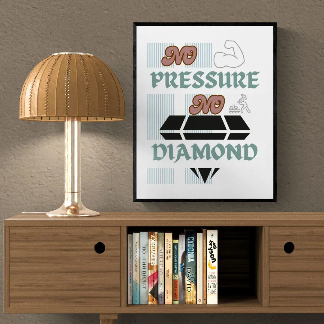 "No Pressure, No Diamonds” - Witty & Inspiring Framed Quote