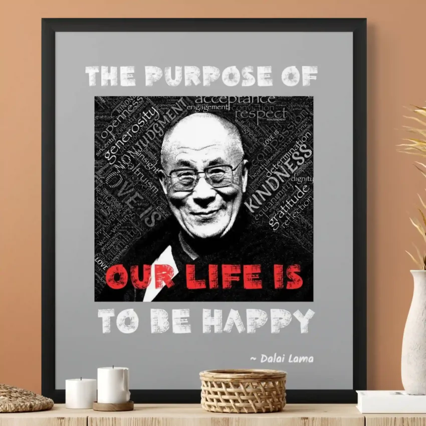 "Purpose of Our Lives is to Be Happy” - Framed Dalai Lama Quote