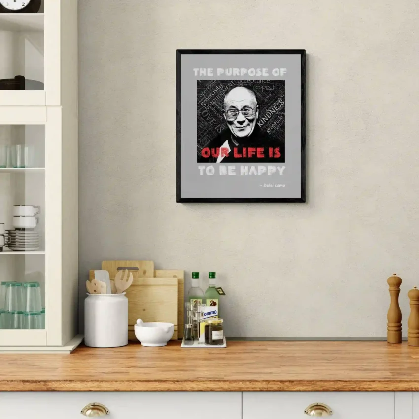 "Purpose of Our Lives is to Be Happy” - Framed Dalai Lama Quote