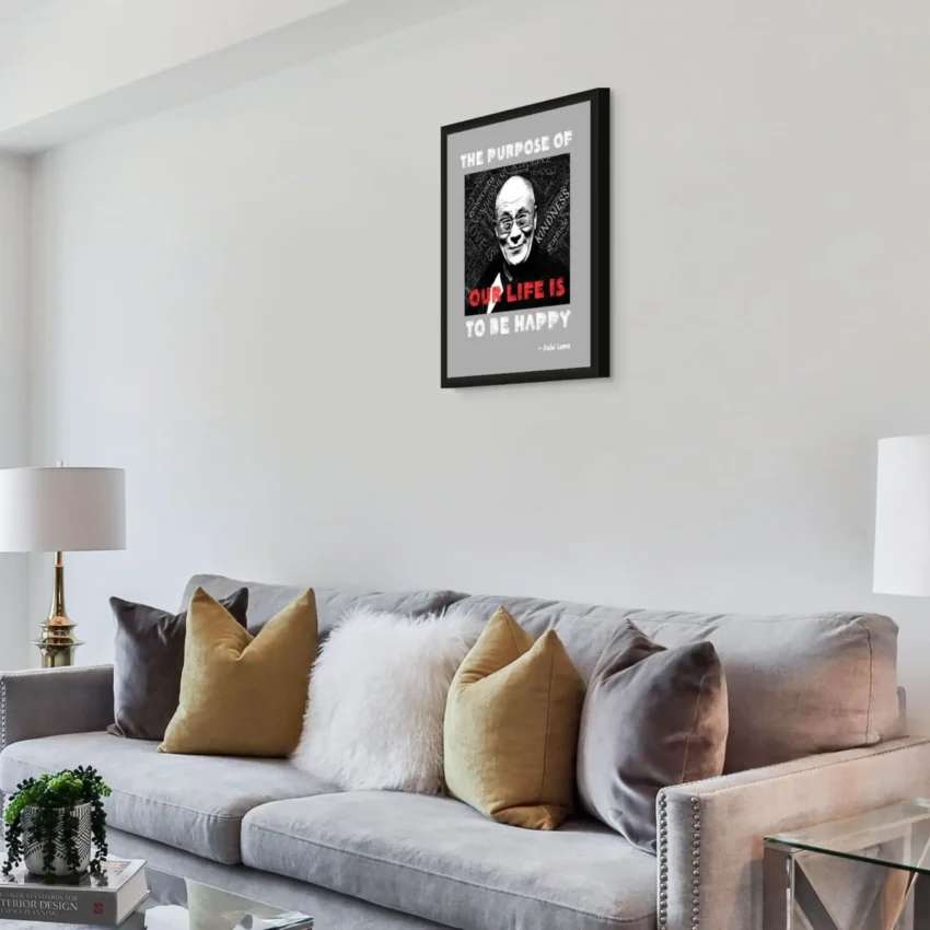"Purpose of Our Lives is to Be Happy” - Framed Dalai Lama Quote