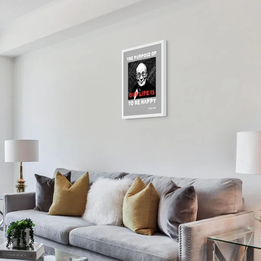 "Purpose of Our Lives is to Be Happy” - Framed Dalai Lama Quote