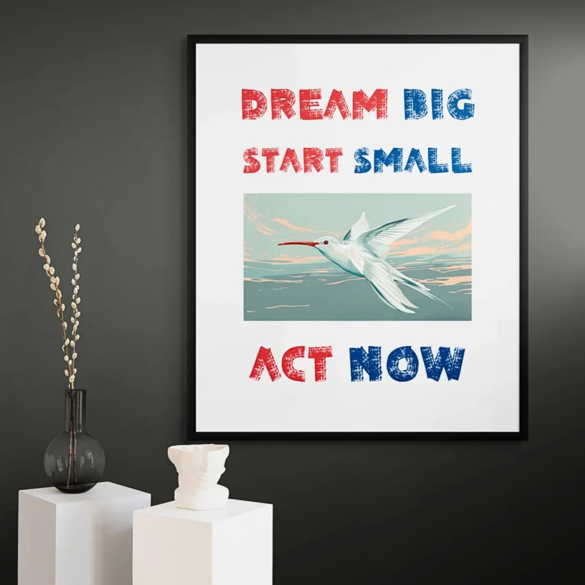 “Dream Big Start Small Act Now” Quotation: Inspired Action Decor