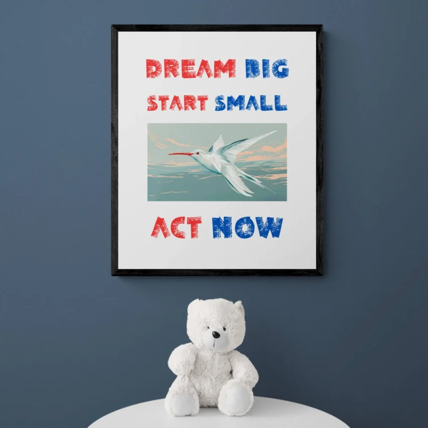 “Dream Big Start Small Act Now” Quotation: Inspired Action Decor