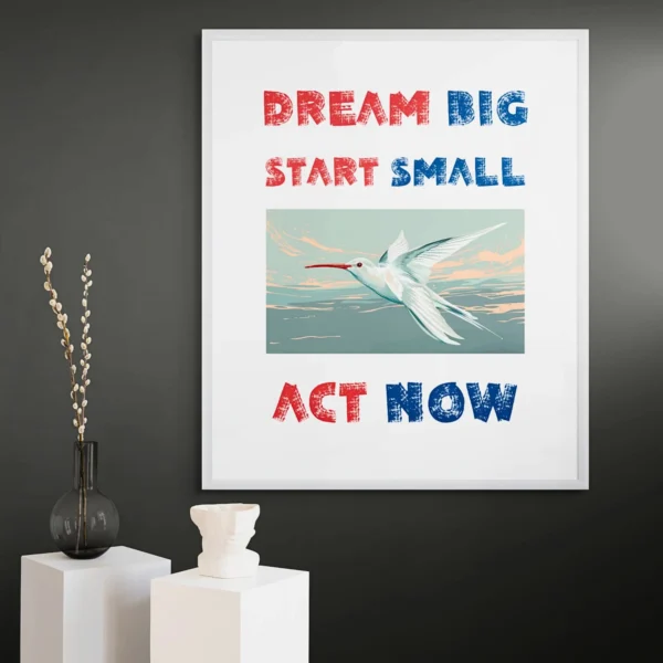 “Dream Big Start Small Act Now” Quotation: Inspired Action Decor