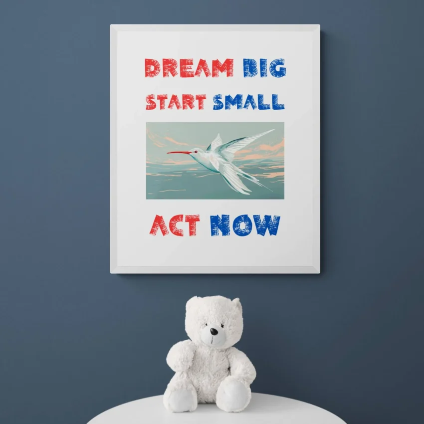 “Dream Big Start Small Act Now” Quotation: Inspired Action Decor