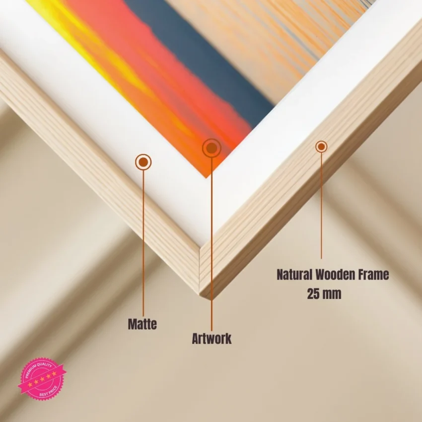 Nature-themed gallery wraps canvas wall art of a serene white swan gliding on calm water during a vibrant orange and gold sunset capturing a peaceful and elegant atmosphere.