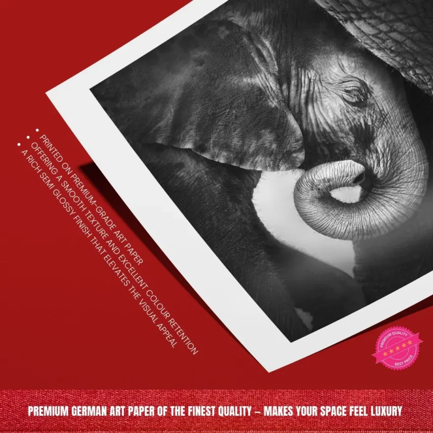 Nature art of a baby elephant and its mother, symbolizing a timeless bond and love.