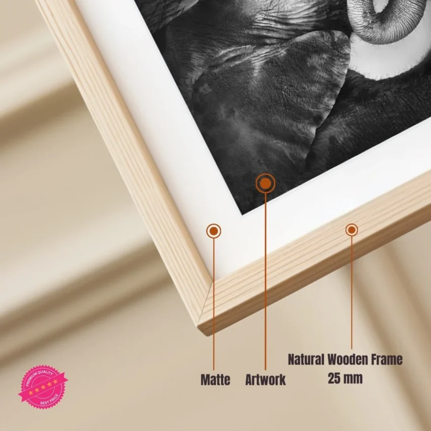 Nature art of a baby elephant and its mother, symbolizing a timeless bond and love.