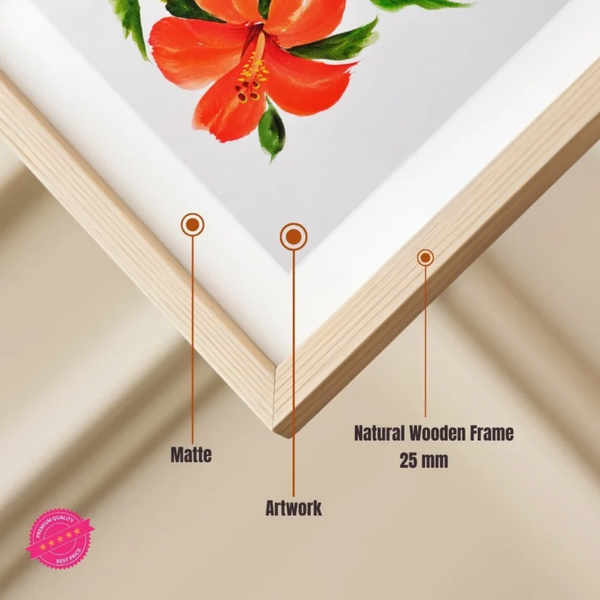 A painting of a vibrant bouquet of red hibiscus flowers with deep green leaves and a neutral backdrop.