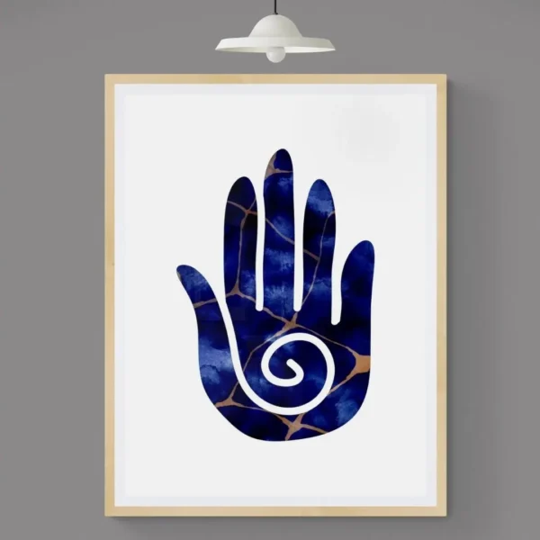 Hand of Protection – Modern Hamsa Spiritual Art Print: Standard Frame Wall Décor for Home & Office