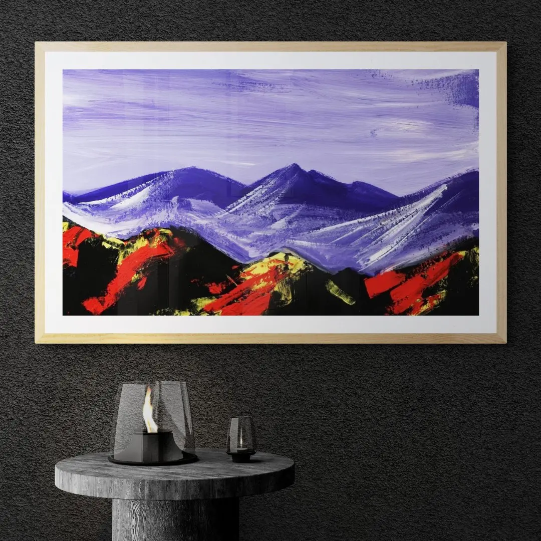 Majestic Mountains - Modern Minimalist Art: Nature Painting Standard Frame Wall Décor