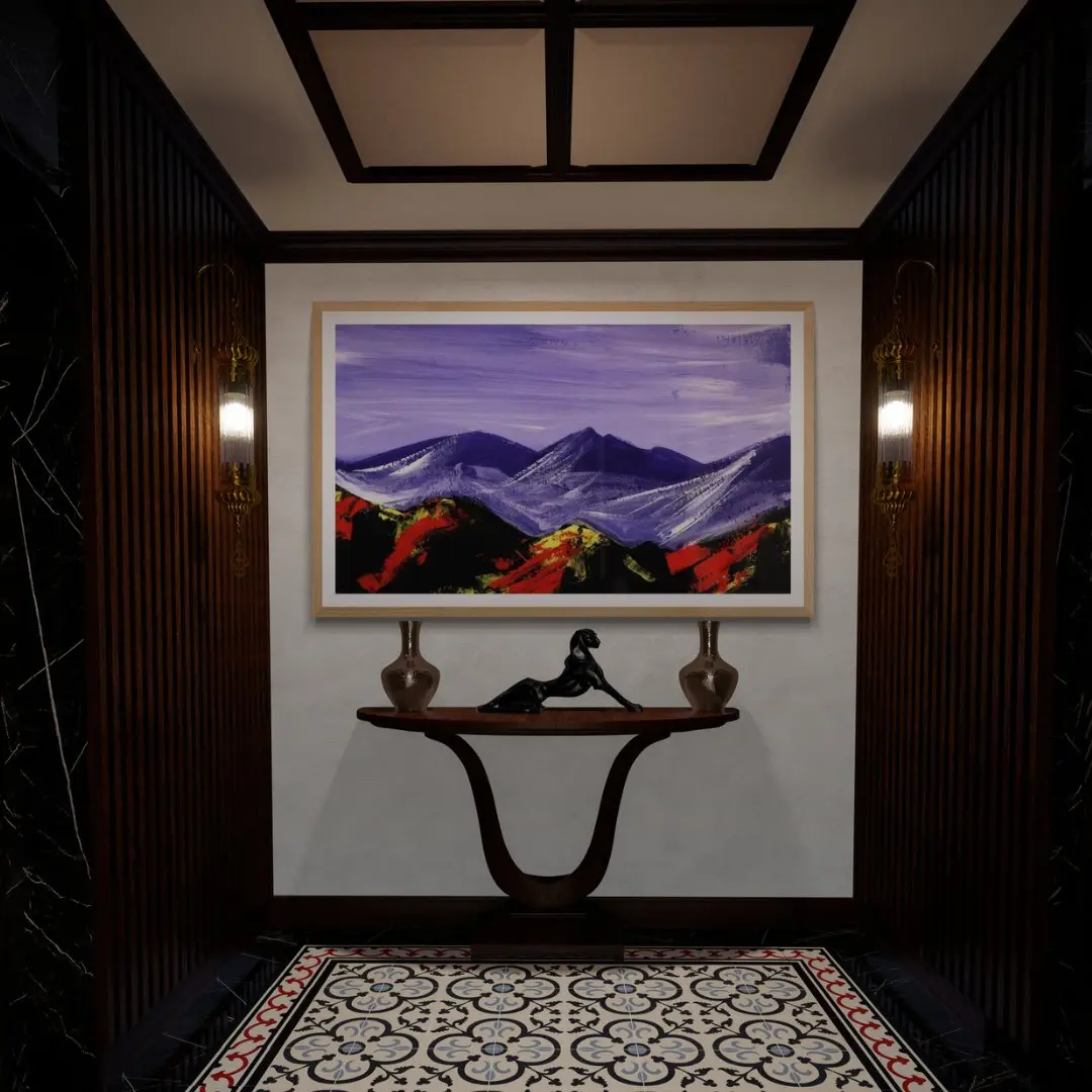 Majestic Mountains - Modern Minimalist Art: Nature Painting Standard Frame Wall Décor