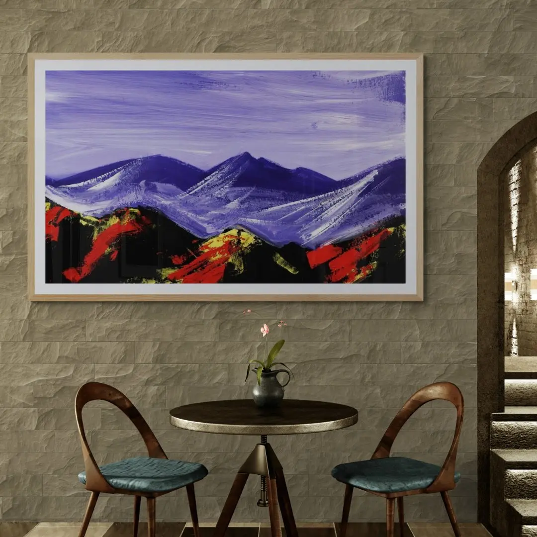 Majestic Mountains - Modern Minimalist Art: Nature Painting Standard Frame Wall Décor