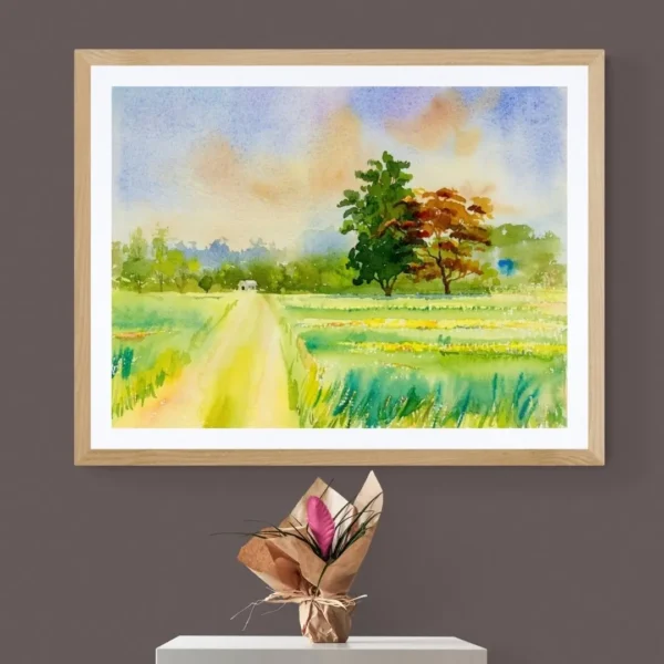 Pathway to Serenity – Watercolour Landscape Canvas Art: Nature Wall Décor