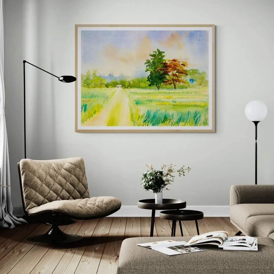 Pathway to Serenity – Watercolour Landscape Canvas Art: Nature Wall Décor