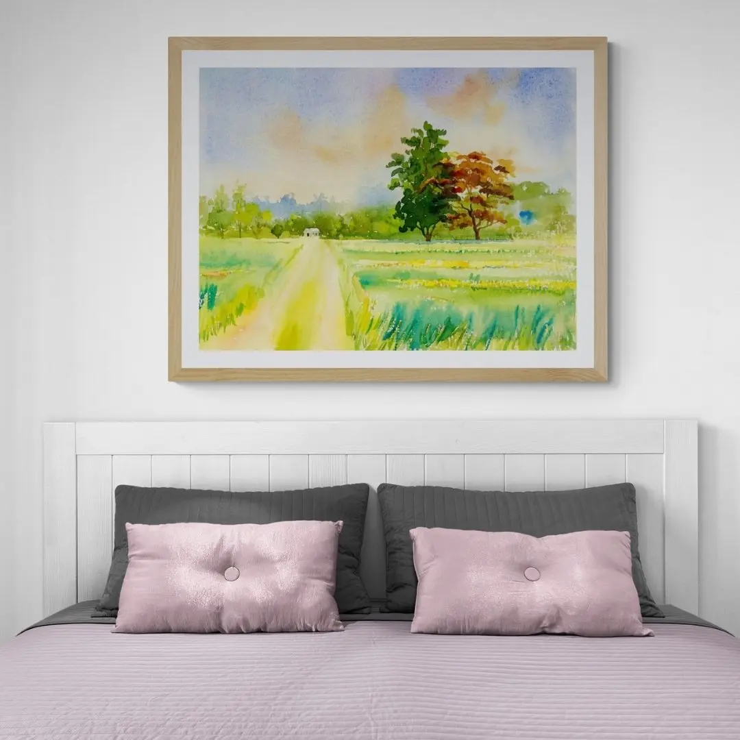Pathway to Serenity – Watercolour Landscape Canvas Art: Nature Wall Décor