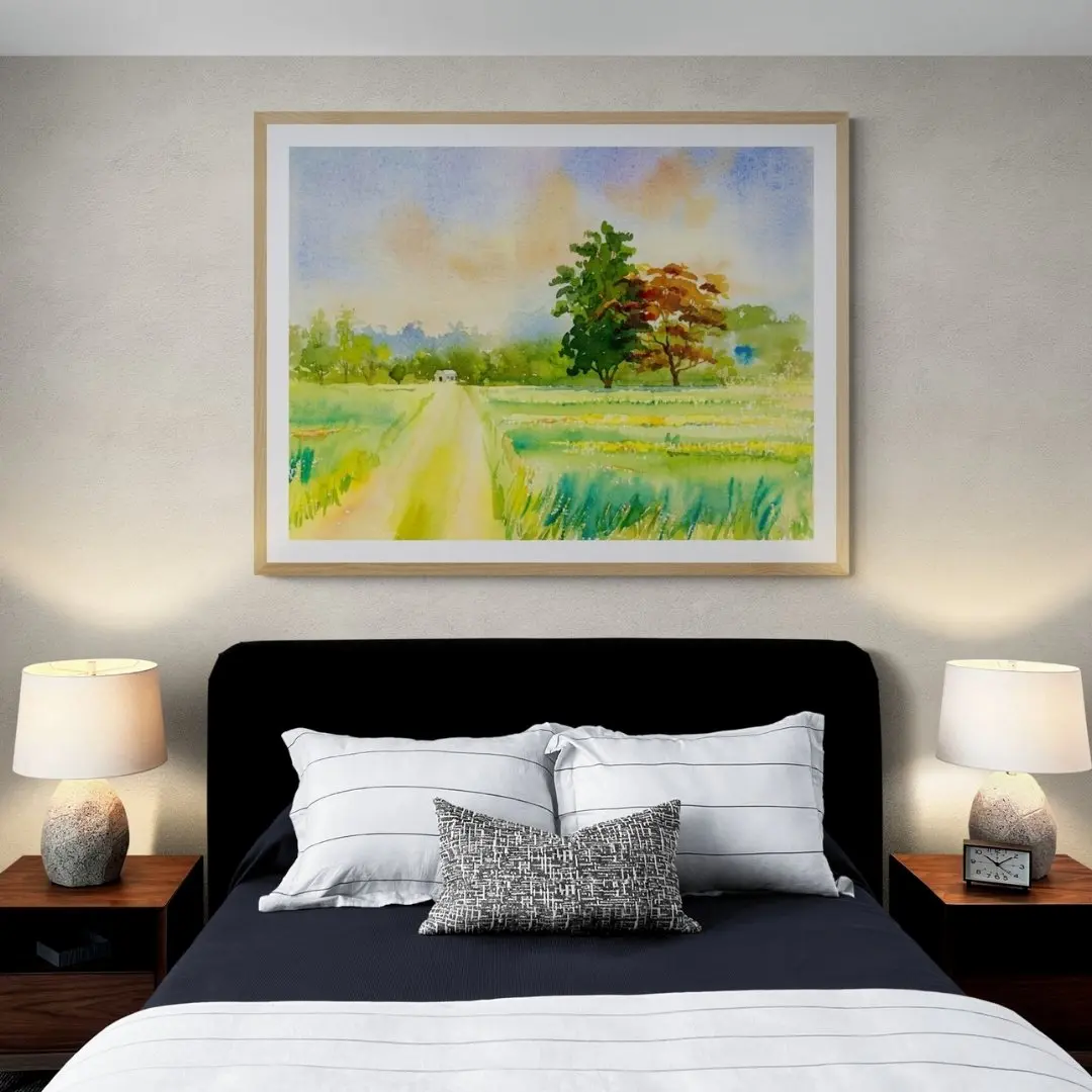 Pathway to Serenity – Watercolour Landscape Canvas Art: Nature Wall Décor