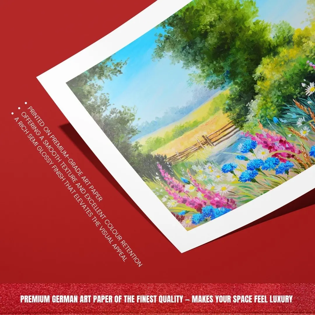 Tranquil Pathway – Nature Landscape Canvas Painting: Standard framed Wall Art for Home Décor