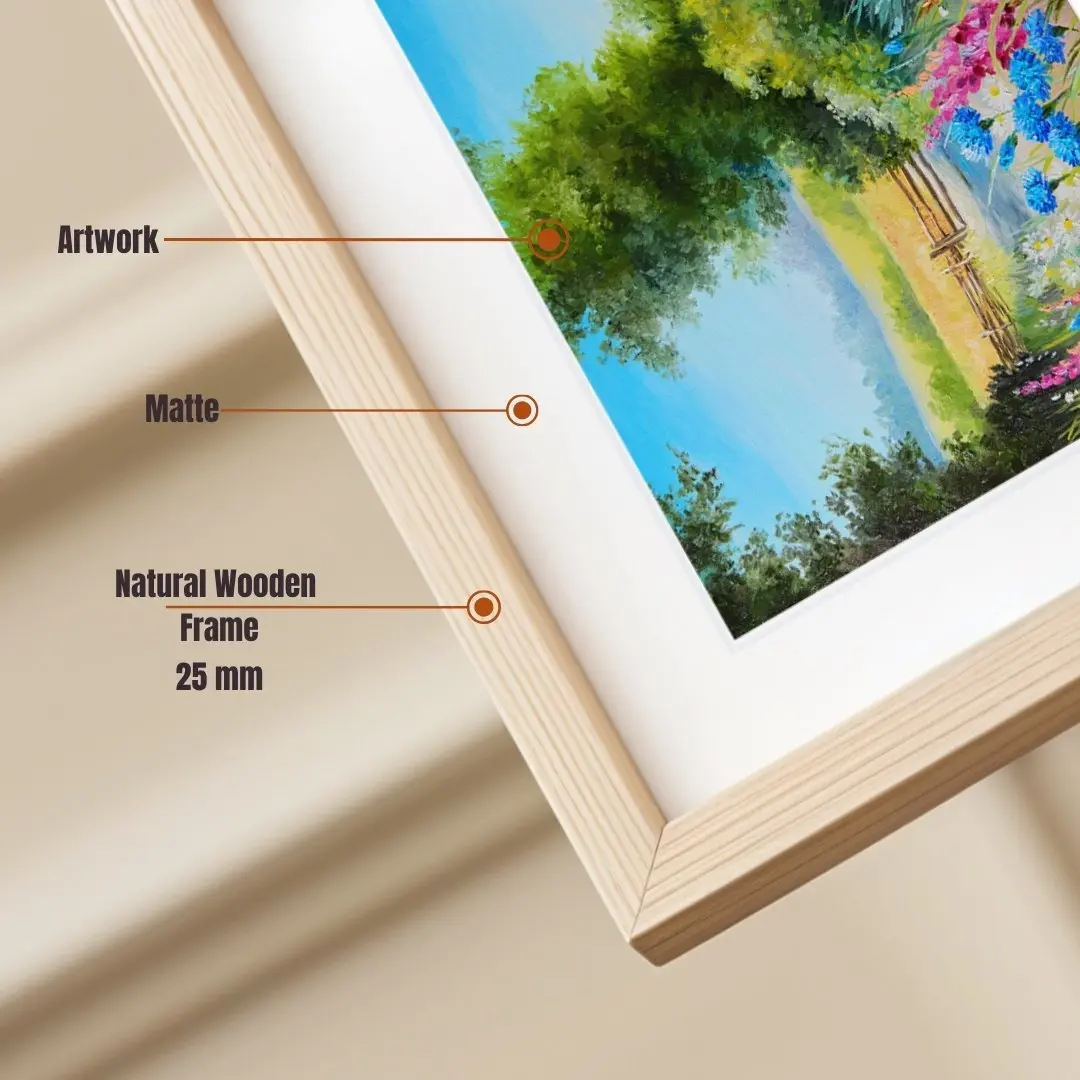 Tranquil Pathway – Nature Landscape Canvas Painting: Standard framed Wall Art for Home Décor