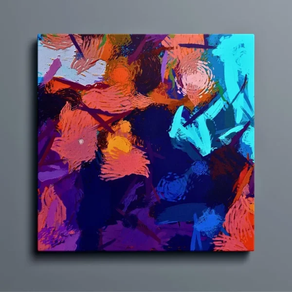 Vibrant Abstract – Playful Digital Art Print:  Abstract Canvas Painting Gallery Wrap Wall Décor