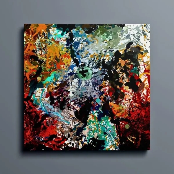 Vibrant Energy - Abstract Explosion of Colour: Abstract Canvas Painting Gallery Wrap Wall Décor