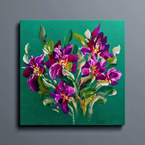 Vibrant Floral Bliss - Modern Wall Art:  Nature Canvas Painting Gallery Wrap Wall Décor