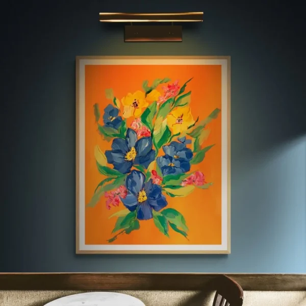 Vibrant Floral Burst – Modern Digital Floral Art: Colourful Standard Frame Wall Décor