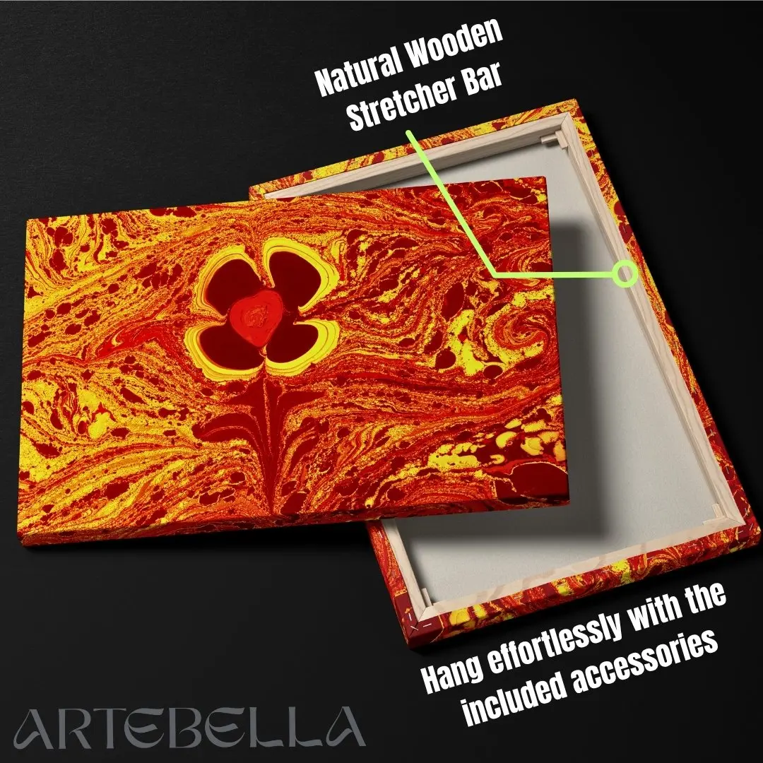 Vibrant Floral Swirl – Fluid Art Wall Decor: Abstract Canvas Painting Gallery Wrap Wall Décor