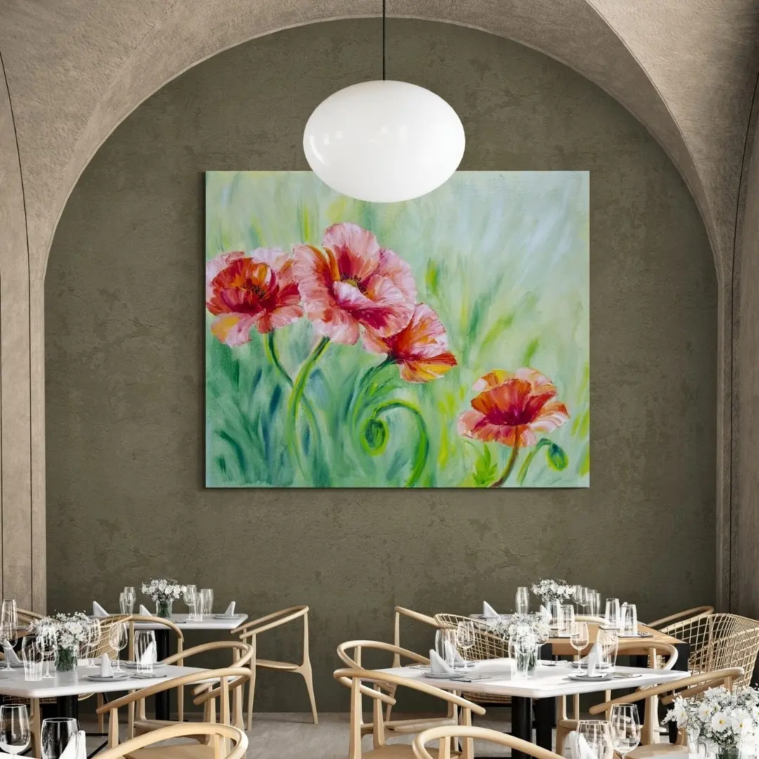 Vibrant Poppies – Dreamy Nature Canvas Painting: Gallery-Wrapped Wall Art Décor