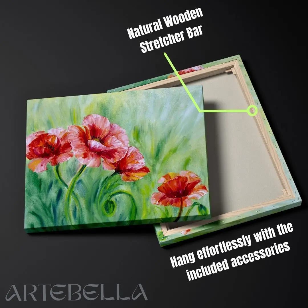 Vibrant Poppies – Dreamy Nature Canvas Painting: Gallery-Wrapped Wall Art Décor