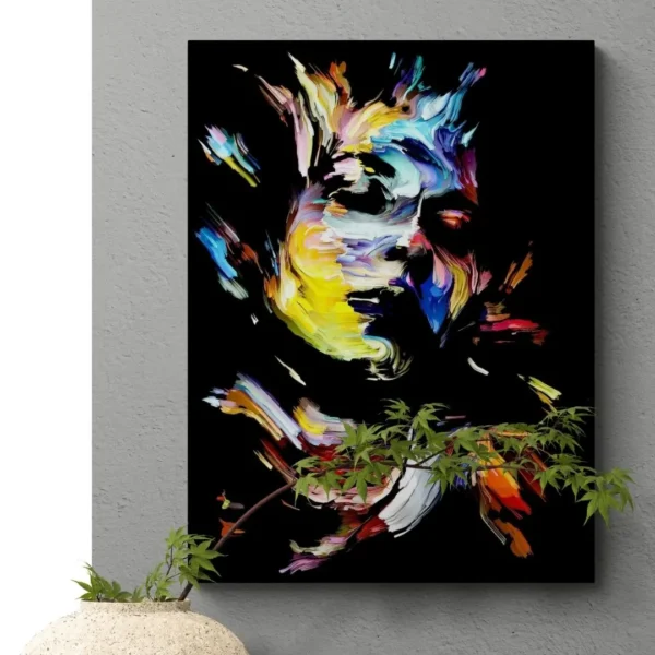 Vivid Expressions – Abstract Portrait Canvas Painting: Modern Wall Art Décor