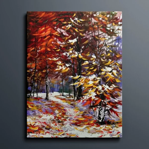 Winter Tranquillity – Abstract Snowy Landscape Canvas Art: Nature Gallery Wrapped Wall Décor