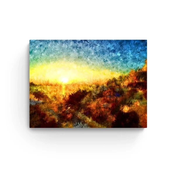 Sunlit Field of Joyful Flowers: Abstract nature Canvas Painting Gallery Wrap Wall Décor